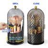 JIANGLAI Makeup Brush Holder with Lid, 360 Rotating Multifunction Clear