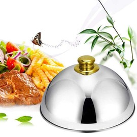 Stainless Steel Food Dome Cover,Food Serving Platter Lid Dome Plate Cover Cheese Melting Dome Steak Dome Cover Dome Plate Covers to Keep Food Warm Used for Kitchen Restaurant (Silver)