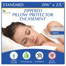 Standard Pillow Protectors (Set of 2) – Zippered Waterproof Pillow Covers Hypoallergenic Dust and Allergen Proof Pillowcase Encasement