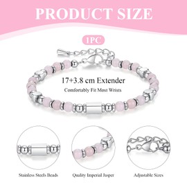 BelleFlair Back To School Natural Stone Bracelet Gift, First Day Of School Bracelets, Starting Gifts For Girls Students Daughter Granddaughter Niece Sister Friend(Pink)