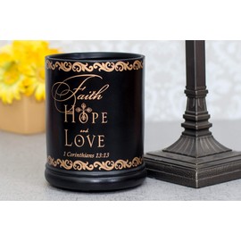 Elanze Designs Faith Hope Love Ceramic Stoneware Electric Large Jar Candle Warmer