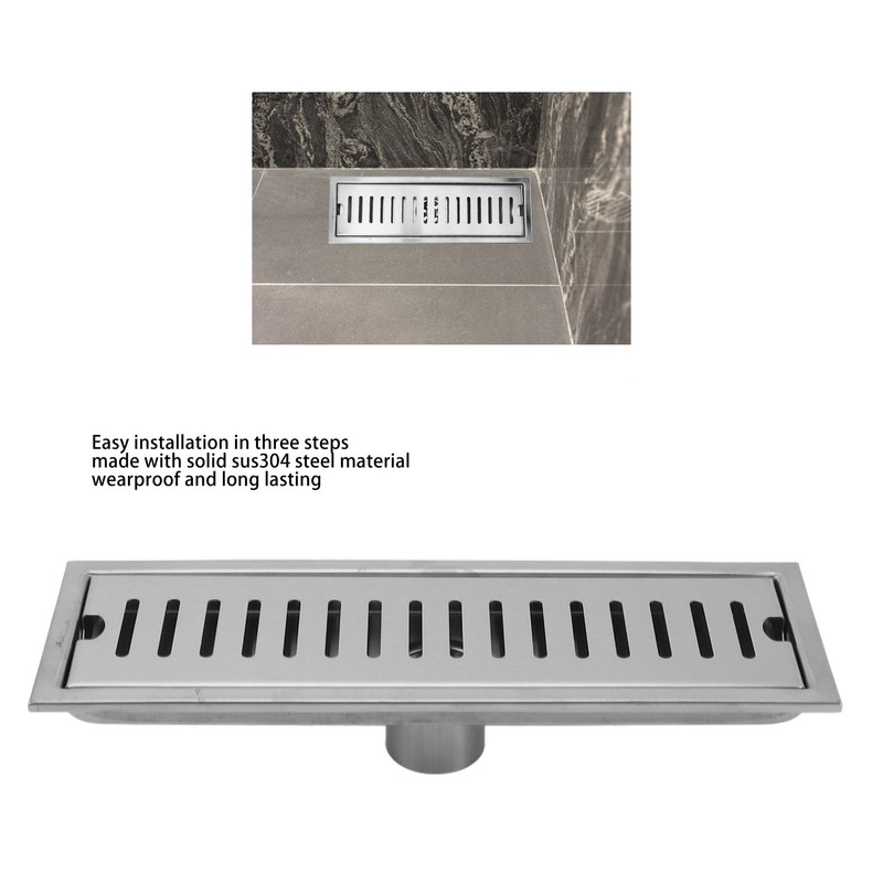 12 Inch Rectangular Linear Shower Drain 304 Stainless Steel Rustproof