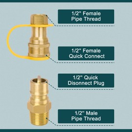 GASPRO 1/2" Propane Quick Connect Fittings，Natural Gas Quick Connect with FNPT, MNPT & Brass