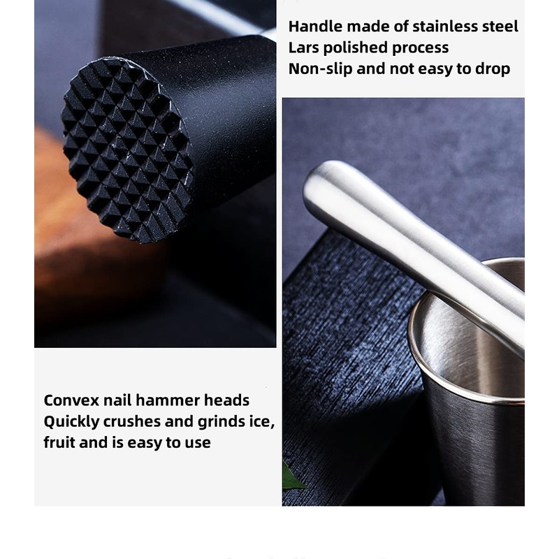 YSTrillion Cocktail Muddler 25 cm Crushed Ice Hammer Cocktail Muddler