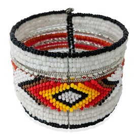 RIAH FASHION Bohemian Multi Layer Cuff Bracelet - Gypsy Statement Infinity Stackable Wrist Bangle Set Metallic Leopard Animal, Genuine Leather, Turquoise (Beaded Wide Bangle - Silver Multi 2)