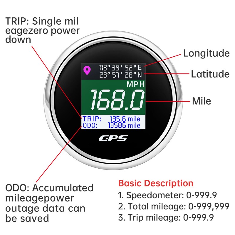 ARTILAURA 2'' 52MM Digital GPS Speedometer Gauge With LCD Odometer