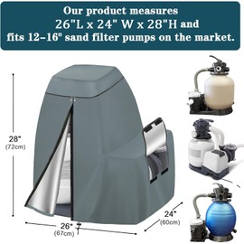 TORUTA Sand Filter Pump Cover – Waterproof 600D Oxford Fabric, Fits Intex Krystal Clear Other Above Ground Pool Filters