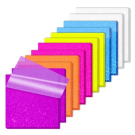 Transparent Sticky Notes 600 Sheets, Frosted Glitter Gummy 3x3 Inch, High Glass-Like Clear See Through Post Self-Adhesive Notes for Women Office School Teacher Planer Bible Supplies 12 Pads