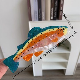 Dreamy Rainbow Trout Fish Hair Clips,Cute Acetate Hair Clip,Big Claw Clips for Women