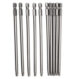 10PCS 6"/150mm T27 Torx Head Screwdriver Bit Set, 1/4 Inch Hex Shank with Quick Release Slot,S2 Steel Magnetic Security Tamper Proof Star 6 Point Screw Driver Kit Tools(TT27)