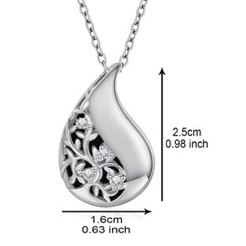 Teardrop Urn Necklace, Stainless Steel Ashes Pendant Funeral Loved Ones Gift, Memorial Jewelry for Women (silver)