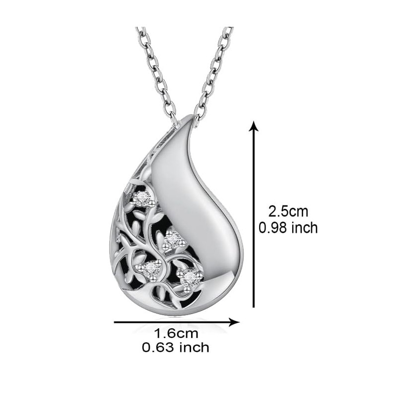 Teardrop Urn Necklace, Stainless Steel Ashes Pendant Funeral Loved Ones