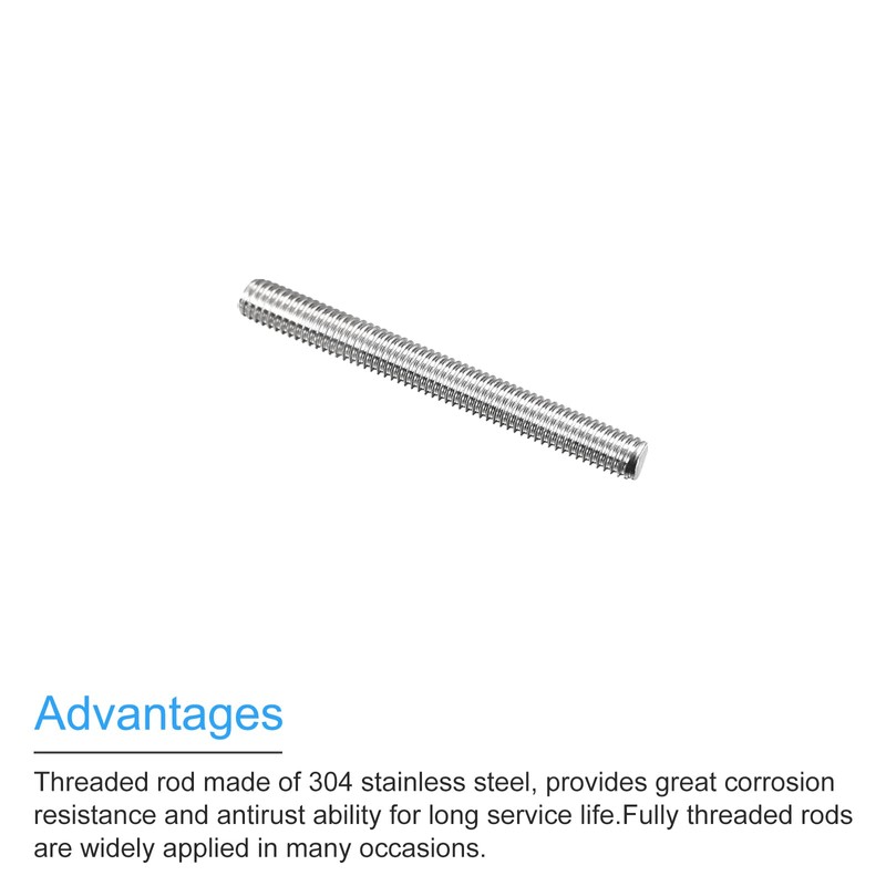 sourcing map Fully Threaded Rod M5 x 45mm 0.8mm Thread