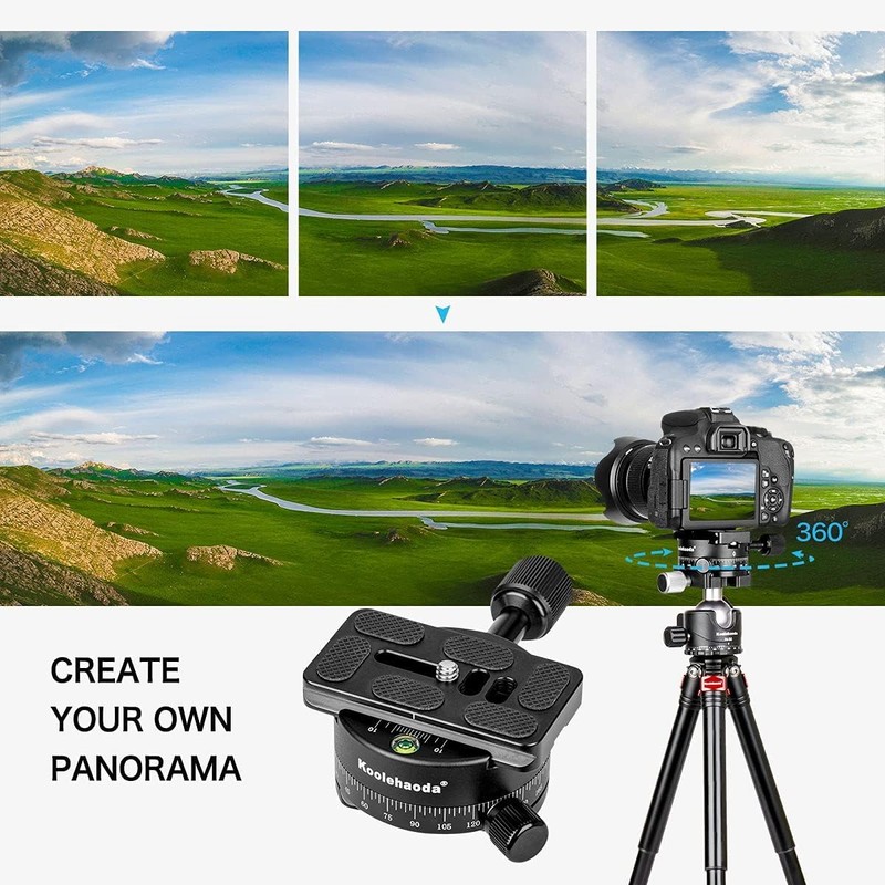 Koolehaoda Panorama Tripod Head 360 Degree Rotation Panoramic Head Aluminium