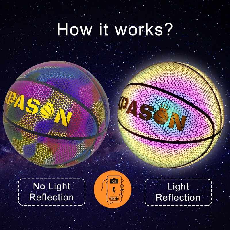 KPASON Balones de baloncesto, holográficos, brillantes, tamaño 6
