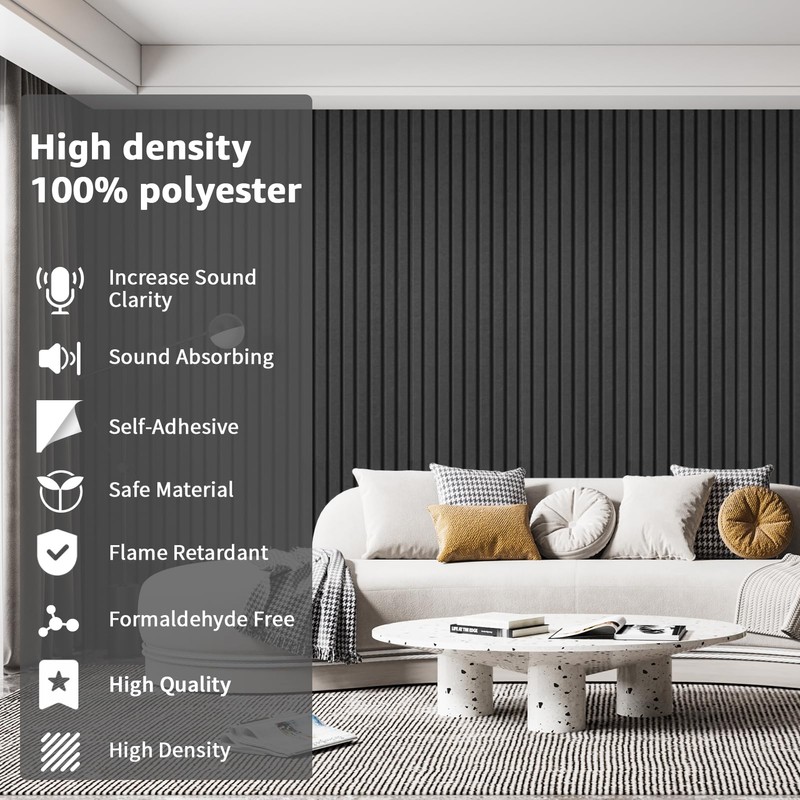 Art3dwallpanels 10 Pack Acoustic Panels, 48" X 12" X 0.35"
