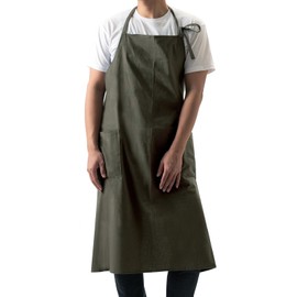 Chapdaddy Men’s Apron for Men's, Waterproof, Functional, Stylish, Cafe Style, Linen Blend Fabric, Long, Slender Apron, khaki ash