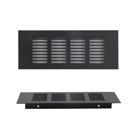 Geesatis Air Vent Ventilation Grille Cover 2 Pcs Soffit Vents 200 x 80 mm / 8 x 3.1 inch for Cabinet, Shoe Wardrobe, Bookcase Hardware, with Mounting Screws, Black