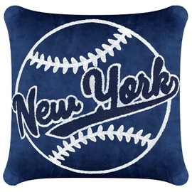 CLORURBANLIVE New York Baseball Full Embroidery Pillow Cover Outdoor Sports Decorative Pillow Covers for Home Bedroom Living Room Boys Room Decor Gift Pillowcase Square Cushion Covers - Navy 16x16