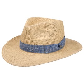 LIERYS Blue Band Western Straw Hat - Panama Straw Summer Hat - Beach Hat - Made in Ecuador - Unisex Spring/Summer, natural, L
