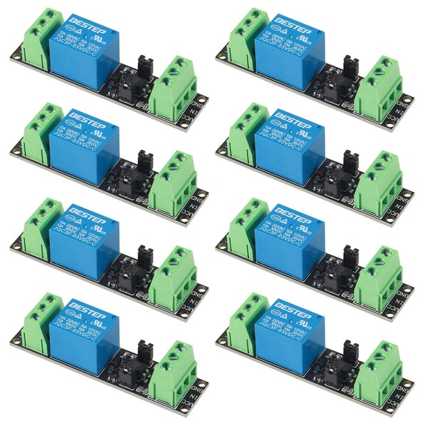 8-Pack 3V 1-Channel Relay Power Switch Module with Optocoupler Optoisolation
