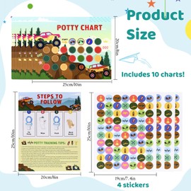 10 Pcs Monster Truck Potty Training Sticker Chart, Potty Training Chart for Boys and Girls, Potty Reward Chart Stickers, Potty Training Chart with Stickers, Potty Sticker Chart for Toddlers Boy (10)