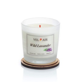 VEL AIR Vela Aromática Lavanda Salvaje (Wild Lavender) Ecologicas. 250 gr/ 9 oz de cera de soya, Velas Aromaticas, Velas Relajantes, Velas Decorativas.