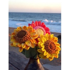 Handmade Crochet Sunflower - Bouquet: 3 sunflowers