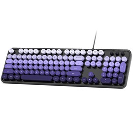 SQMD Wired Computer Keyboard, Colorful Full-Size Keyboard with Floating Round Keys, Typewriter Keyboards for Laptop Office PC Desktop Windows-Black Purple