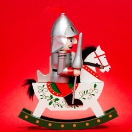 SIKORA Series E Large XL Nutcracker Rider Christmas Decoration Wooden Figure, Colour/Model: E01 Silver - Knight, Size: Height Approx. 25 cm