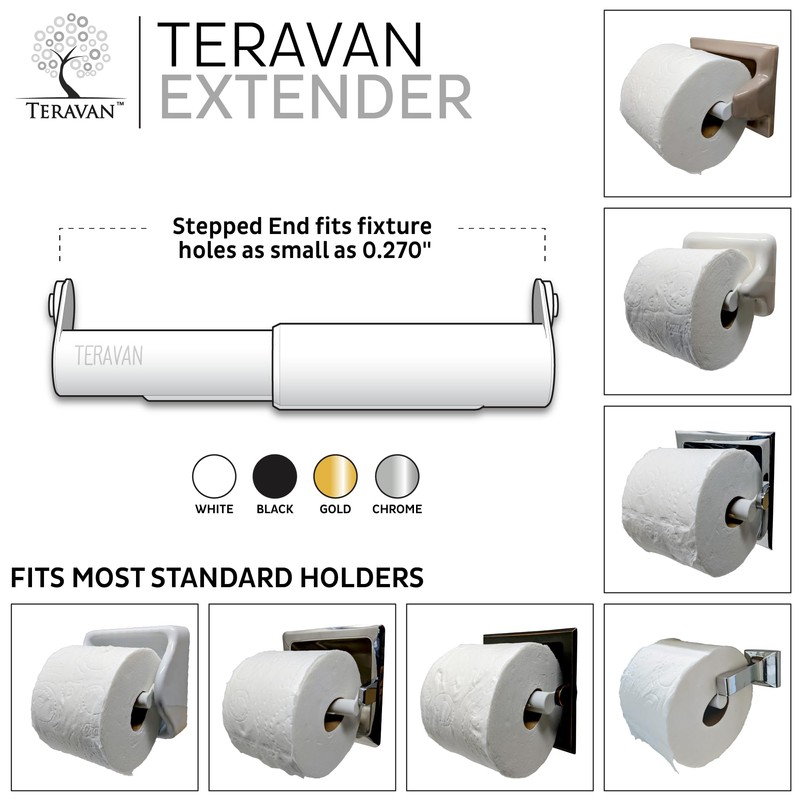 Teravan Standard Toilet Paper Holder Extender for Extra-Large Rolls –