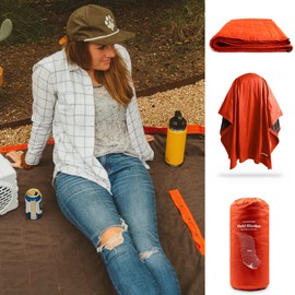 KAMMOK Field Blanket - Microfleece, Water Resistant, Portable, Durable, Indoor/Outdoor Camp Blanket (84 in × 50 in) - Ember Orange
