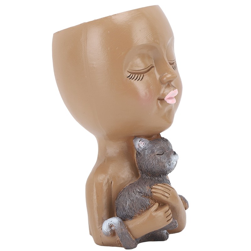 Funny Face Planter Pot Girl Head Planter Innovative Decorate Resin