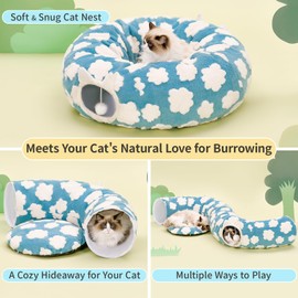 Pesen Cat Tunnel Bed with Soft Cushion, Cat Toys for Indoor Cats Enhance Bonding Between Pets and Owners, Encourage Exploration, and Satisfy Natural Instincts for Kittens, Dogs, and Rabbits