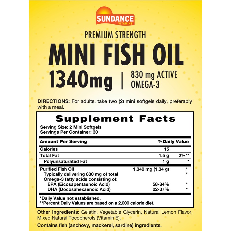 Sundance Mini Fish Oil Softgels 1340mg | 60 Count |
