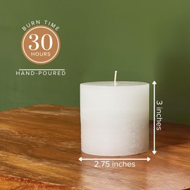 Simply Soson 3x3 inch White Pillar Candles Set of 3, Rustic Texture, Unscented White Candles, Dripless Candles, 3 inch Pillar Candles Ideal as Wedding, Parties, Spas, Dinner, Home Decoration, Church