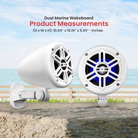 Pyle 4" Waterproof Speaker System, 2-Way Full Range Marine Speakers with 360° Rotatable Bracket, Rugged Off-Road Weatherproof Design for ATVs, UTVs, Jeeps, Boats, and Wakeboards, White