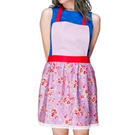 Bunny Street Cute Apron for Women - Floral Shabby Chic Cooking Womens Apron - Baking Aprons - Gift for Mother, Daughter, Sister