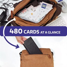 Business Card Holder - Holds 480 Cards - Space-Saving Business Card Organiser - Card Holder Large - Also for Credit Cards - Card Holder Book Black