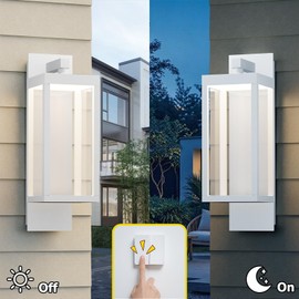 Inowel Outdoor Wall Light Lantern 2 Pack LED White Modern Exterior Light Fixture with Clear Glass 13W Anti-Rust IP54 Waterproof Front Porch Light