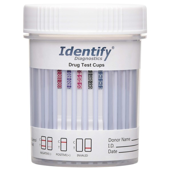 25 Pack Identify Diagnostics 5 Panel Drug Test Cup - Testing Instantly for 5 Different Drugs THC, OXY, MOP, BZO, COC ID-CP5 (25)