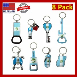 TSY TOOL 8 Pack Guatemala Keychains Country Metal Keychain, 4 Bottle Opener Souvenir Gift