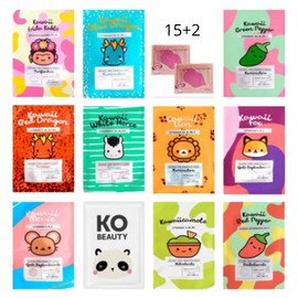 Paquete de 15 mascarillas coreanas faciales gran variedad rejuvenecedoras con mltiples beneficios para tu piel  REGALO 1 mascarilla de labios         