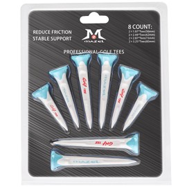 MAZEL Plastic Golf Tee, Increased Distance, Durable, Break-Resistant, Long Tee/Short Tee, Screwdrivers, 8 Pieces, 2.0, 2.4, 2.8, 3.3 inches (50 mm), 2.4 inches (62 mm), 2.9 inches (73 mm), 3.2 inches