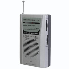 Portable AM-FM Pocket Radio - 2AA Battery Operated Listening Device with Headphone Output, Speaker, Manual Tuning Knob & Wrist Strap for Easy Carrying (Battery Not Included)