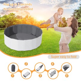 GOGOSO Large Ball Pits for Toddlers with Storage Bag Gifts for Baby Girls Boys Kids Dogs as Play Yard, Baby Playpen, Fence, Oxford Cloth Portable & Foldable Ball Pool (Balls Not Included), White