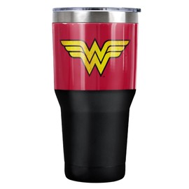 DC Wonder Woman Logo Dist Stainless Steel Tumbler 30 oz Coffee Travel Cup, Vacuum Insulated & Double Wall with Leakproof Sliding Lid