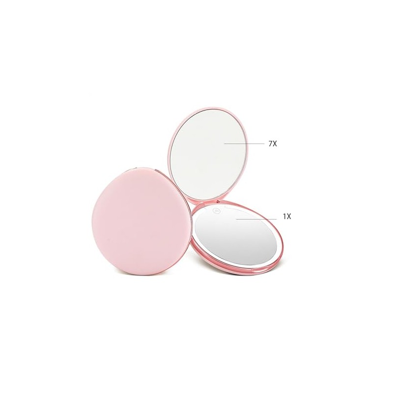 Hilitand Espejo de Maquillaje de Viaje con Luz LED, Doble