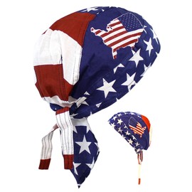 American Flag Headwrap Patriotic Doo Rag Red White and Blue (Amer United States)