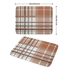 Brown White Buffalo Plaid Dish Drying Mat 18 x 24 Inch With Absorbent Reversible Microfiber Retro Tartan Farmhouse Drying Mats Dish Drainer Mat Fast Dry For Kitchen Dining Room Decoration